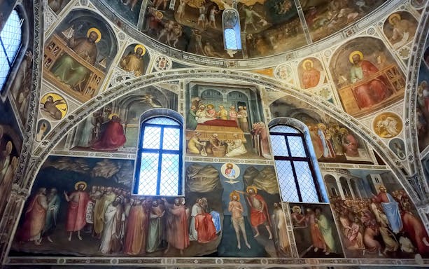 Frescoes in Padua depicting biblical scenes, part of the UNESCO Urbs Picta Card tour.
