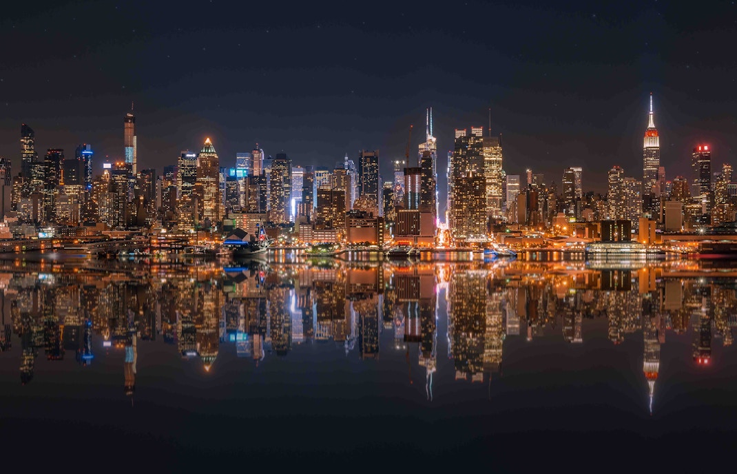 Hudson River at night