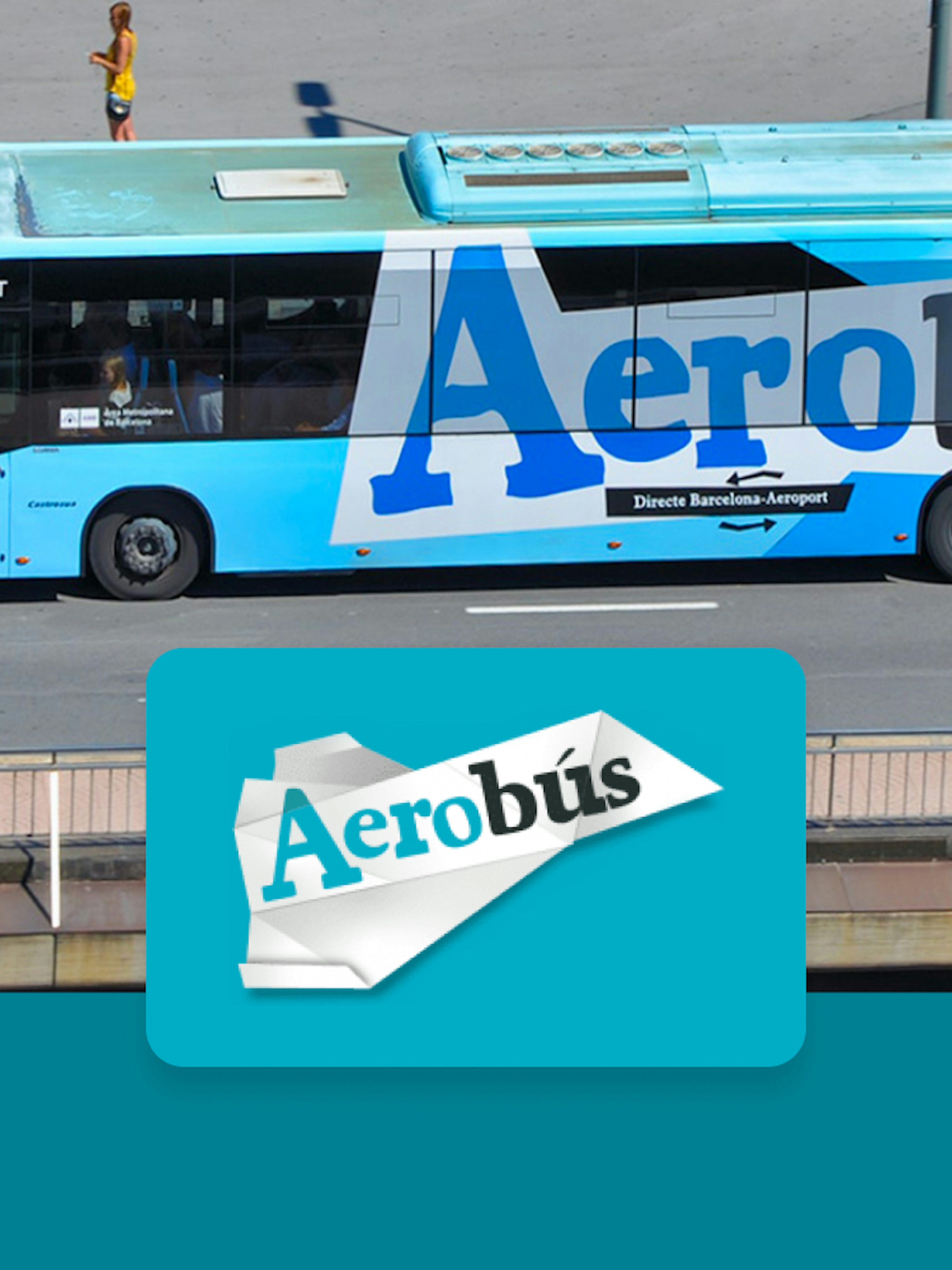 Aerobus in Barcelona transporting passengers between airport and city center.