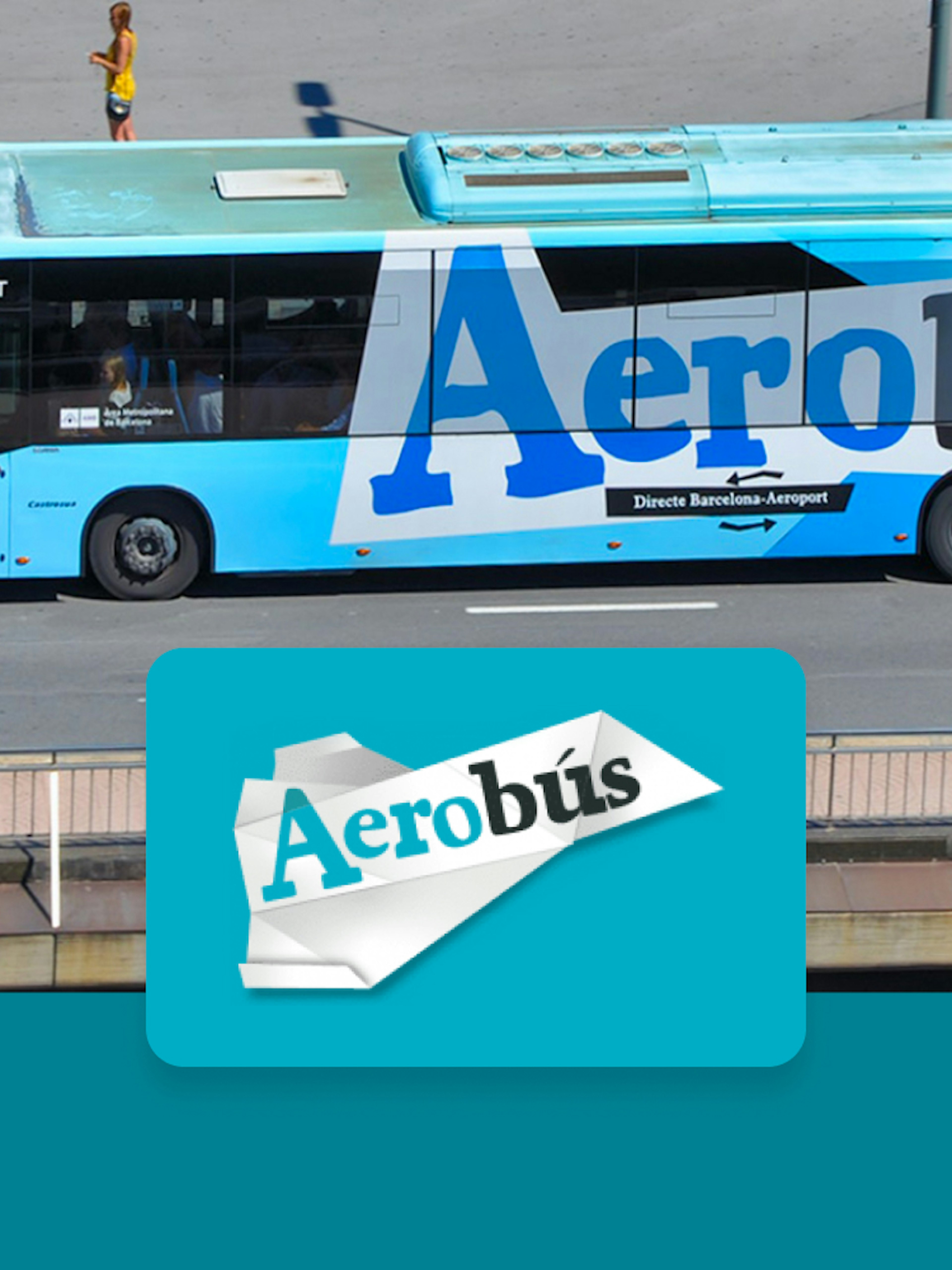Aerobus in Barcelona transporting passengers between airport and city center.