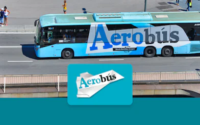 Aerobus in Barcelona transporting passengers between airport and city center.