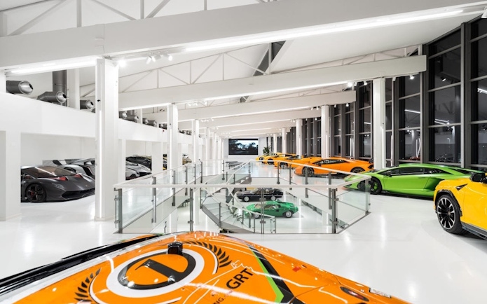 Lamborghini cars displayed at Automobili Lamborghini Museum, Sant'Agata Bolognese, Italy.