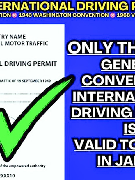 1949 Geneva Convention International Driving Permit valid for Japan.