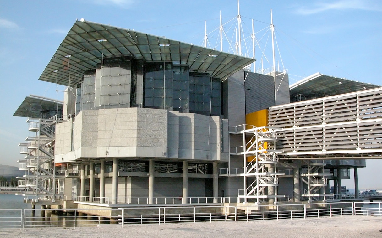 Lisbon Oceanarium exterior view on the 48-hour hop-on hop-off tour.