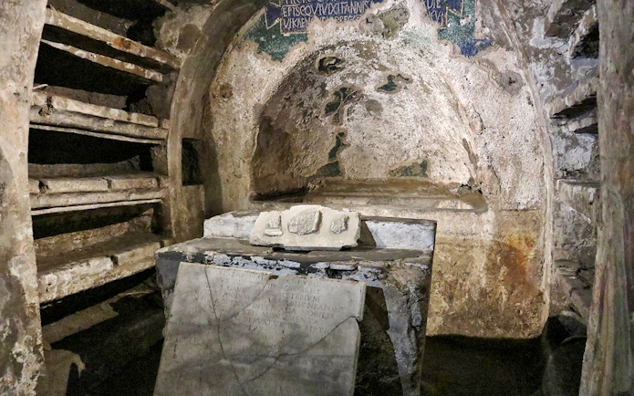 Tomb of San Gaudioso in the Catacombs of San Gaudioso, Naples, Italy.