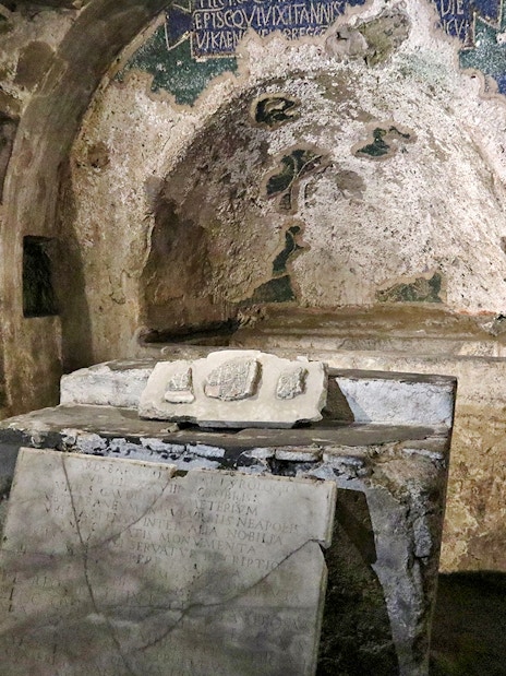 Tomb of San Gaudioso in the Catacombs of San Gaudioso, Naples, Italy.