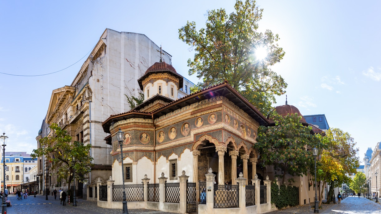 Stavropoleos Church (Biserica Stavropoleos) near Palace of Parliament Bucharest