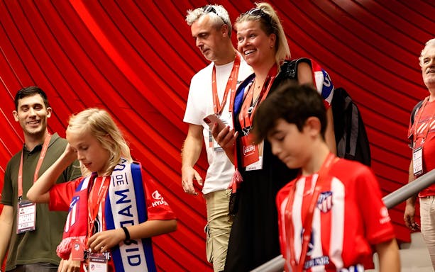 Tourists exploring Cívitas Metropolitano stadium during a guided tour.