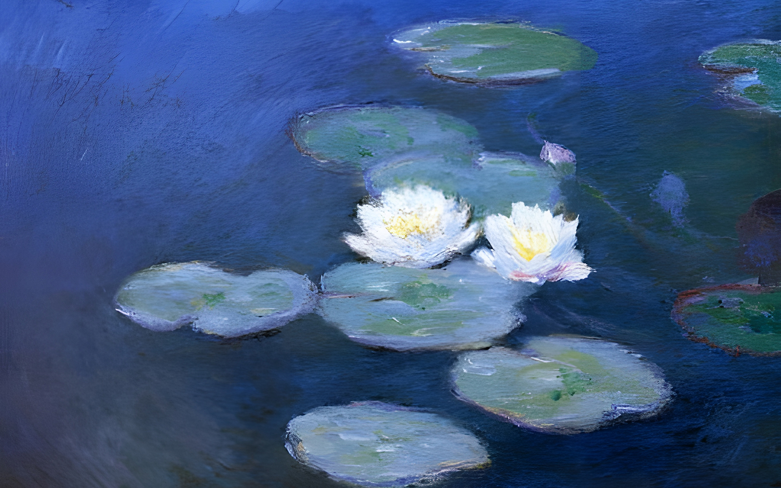 Water lilies on a pond in Monet’s Gardens, Giverny, France.