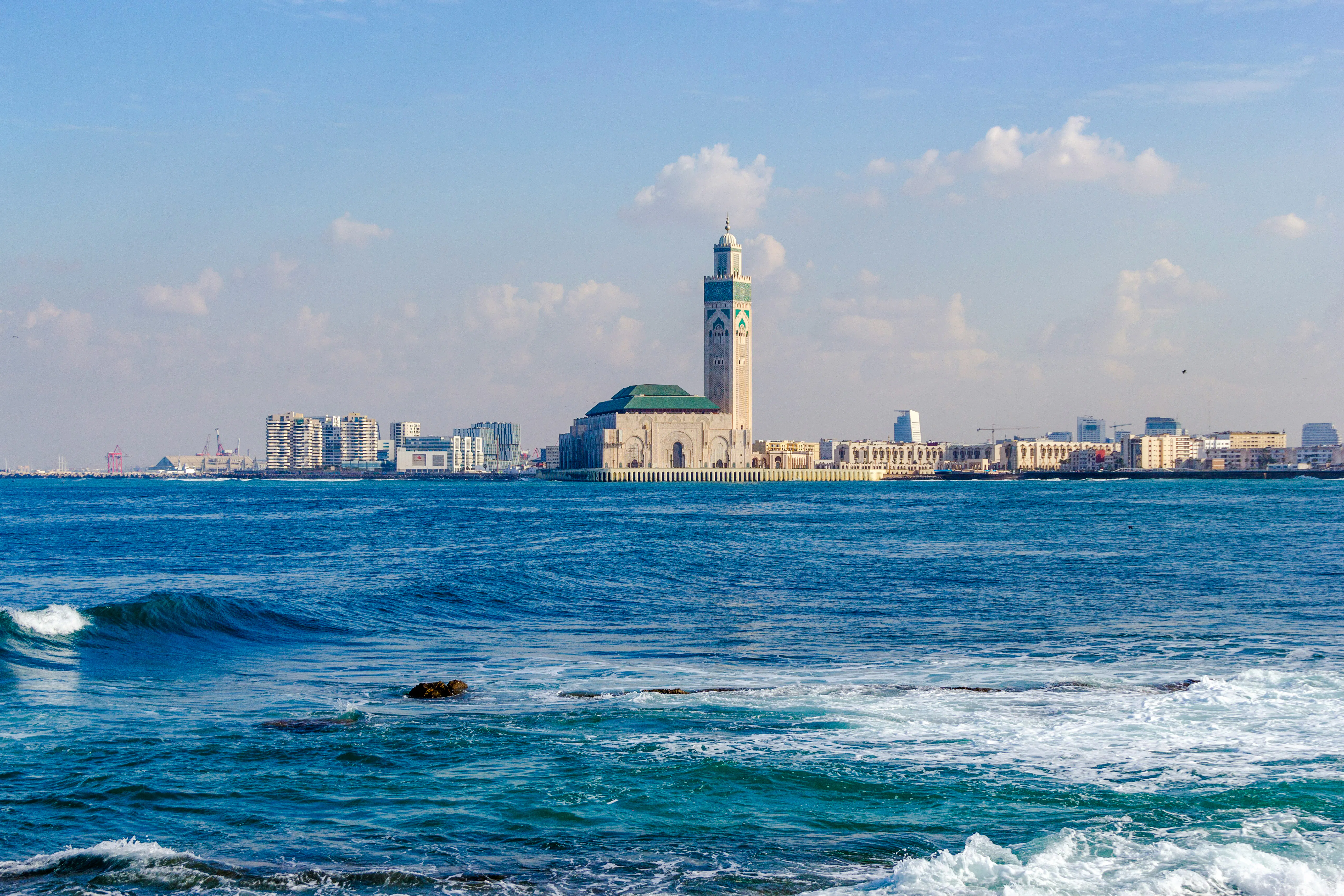 Hassan II Mosque by the sea in Casablanca, Morocco.