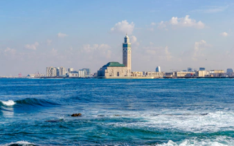 Hassan II Mosque by the sea in Casablanca, Morocco.