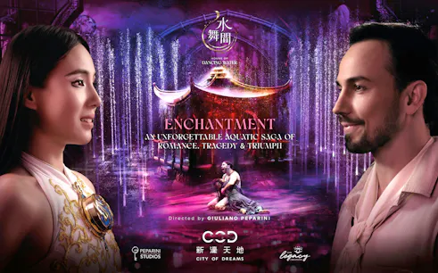 House of Dancing Water show poster with performers and water stage.