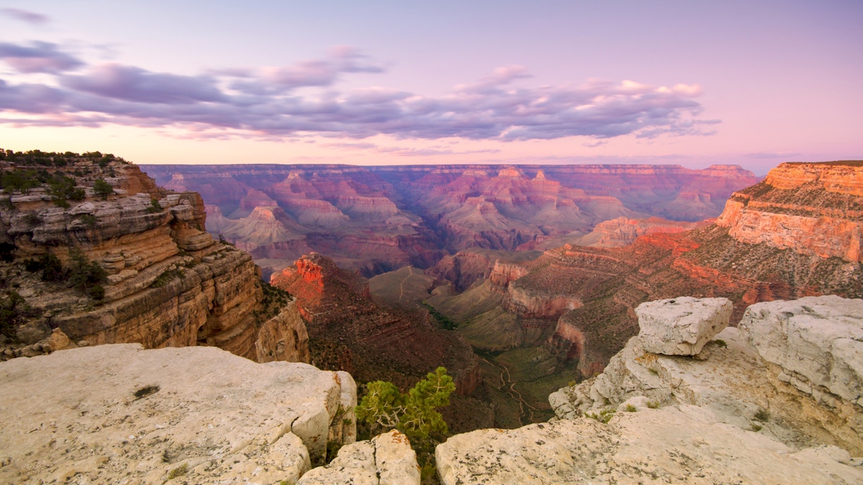 Grand Canyon South Rim view at sunset, part of 45min airplane tour.