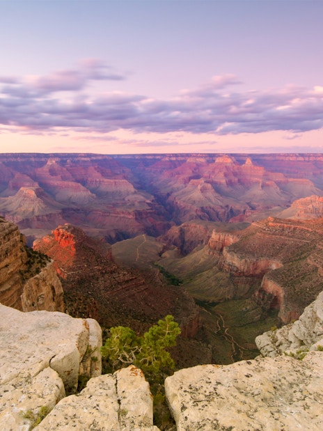 Grand Canyon South Rim view at sunset, part of 45min airplane tour.
