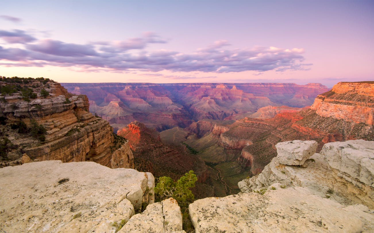 Grand Canyon South Rim view at sunset, part of 45min airplane tour.