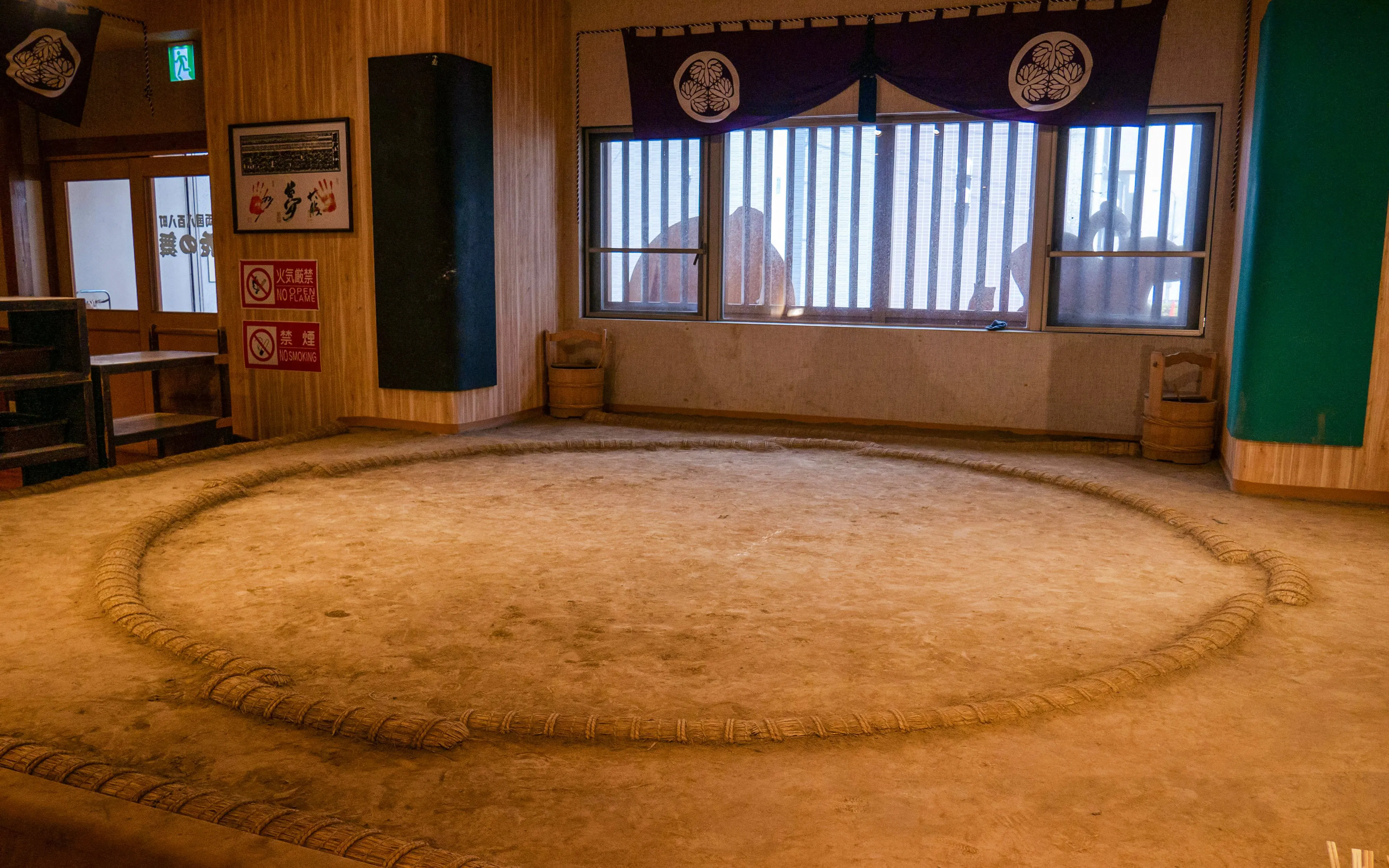 Sumo wrestling ring at Tokyo Family Sumo Workshop venue.