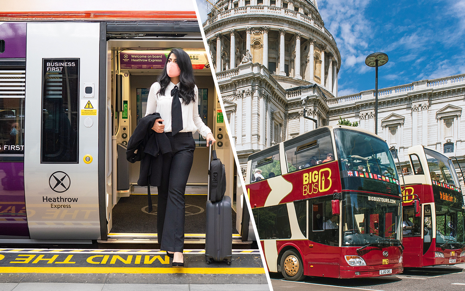 Combo (Save 10%): Heathrow Express Transfers + London Hop-On Hop-Off Bus Tour