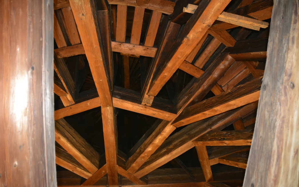 Baroque wooden roof structure of the Winter Riding School in Vienna.