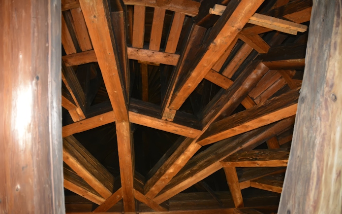 Baroque wooden roof structure of the Winter Riding School in Vienna.