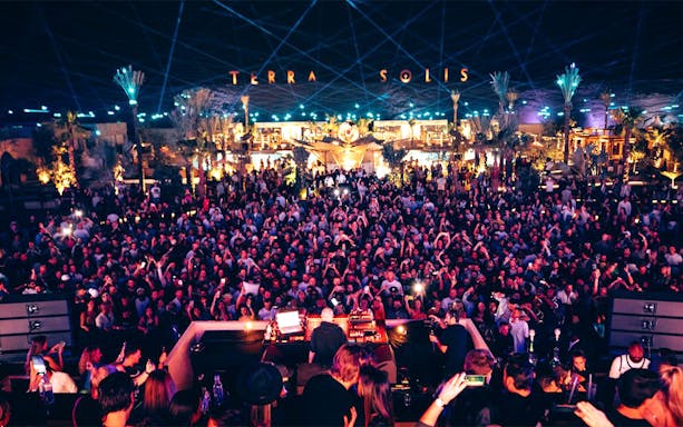 Crowd enjoying DIPLO performance at Terra Solis by Tomorrowland.