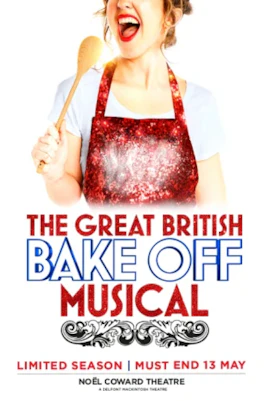Theater stage with actors performing The Great British Bake Off Musical in London.