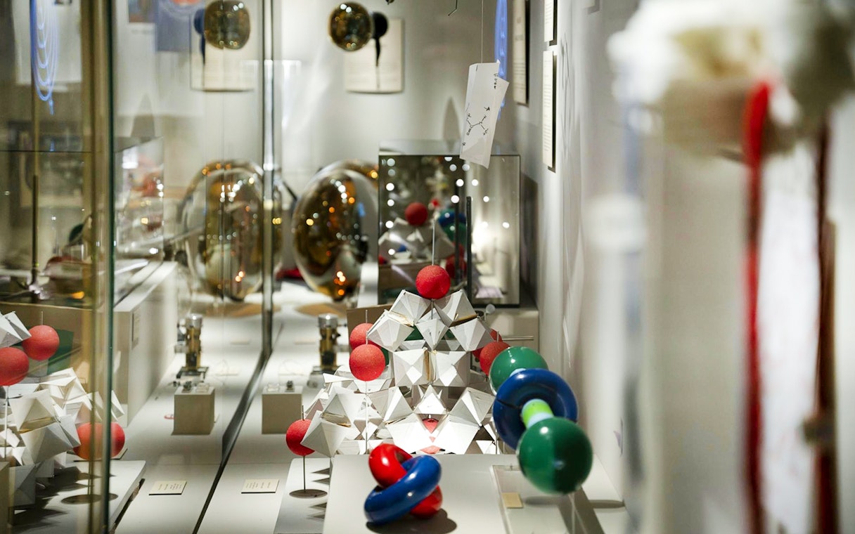 Exhibit of scientific models at the Nobel Prize Museum.