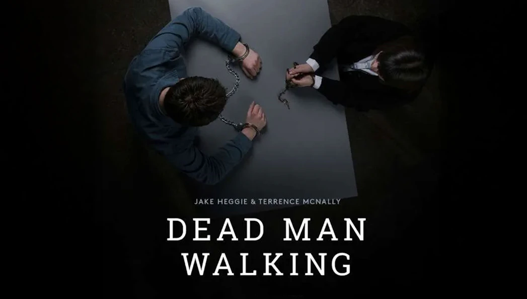 Two people in handcuffs sitting at a table, related to "Dead Man Walking.