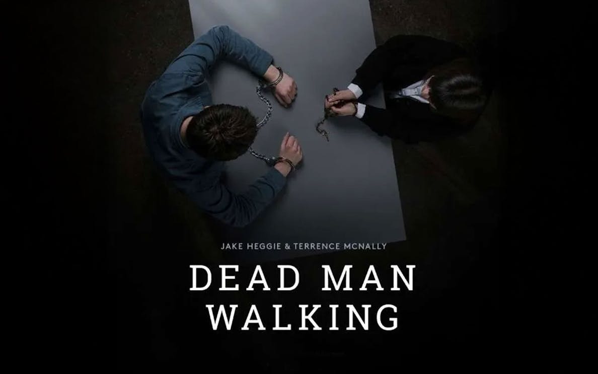 Dead Man Walking theater show at London’s West End, featuring a dramatic stage scene with actors performing.