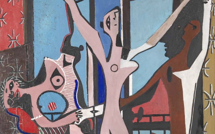 Pablo Picasso's "The Three Dancers" 1925 at Tate Modern, depicting abstract figures in motion.