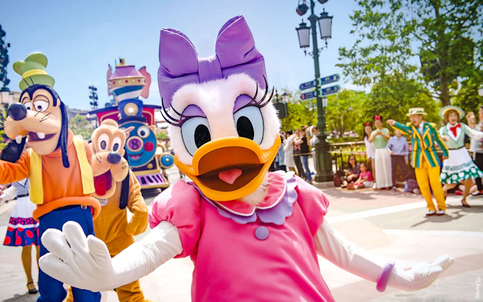 Characters in a parade at Shanghai Disneyland.