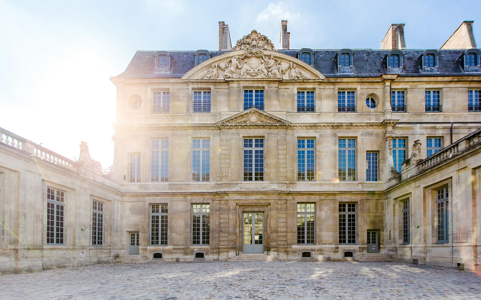Facade of the Picasso Museum in Paris, France, showcasing its classic architecture.