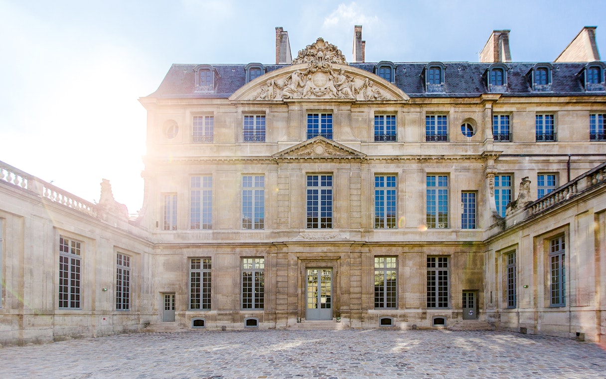 Facade of the Picasso Museum in Paris, France, showcasing its classic architecture.