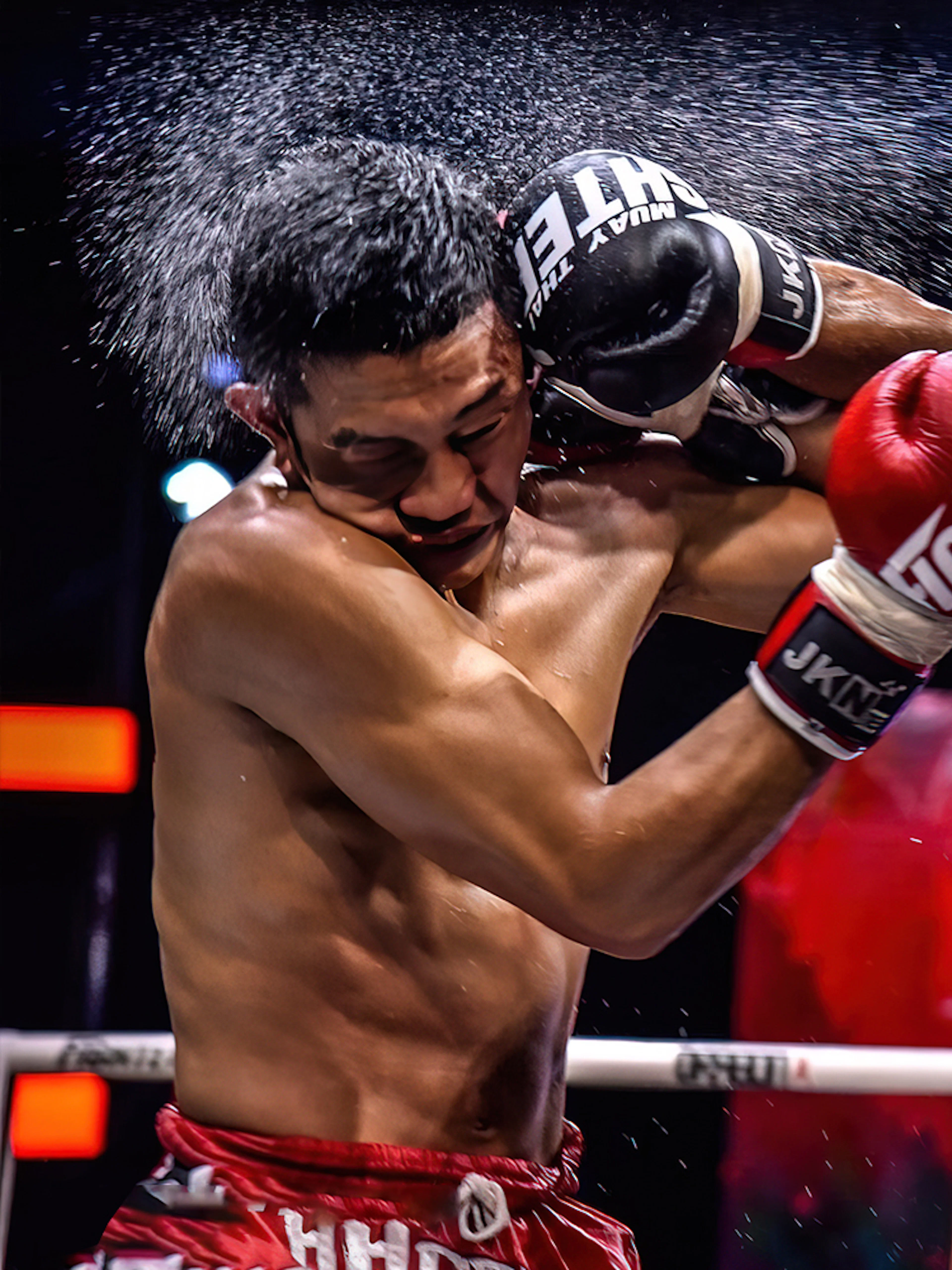 Muay Thai fighters in action at Bangla Boxing Stadium, Phuket.