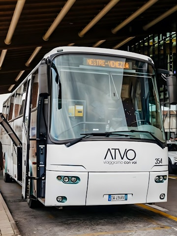 Bus at Treviso Airport heading to Mestre and Venice.