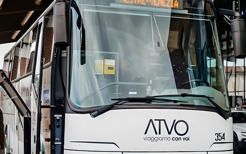 Bus at Treviso Airport heading to Mestre and Venice.