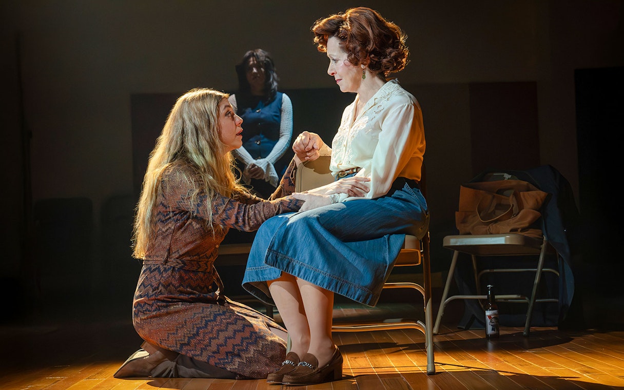Two actors in an emotional scene during the Liberation Broadway show performance.