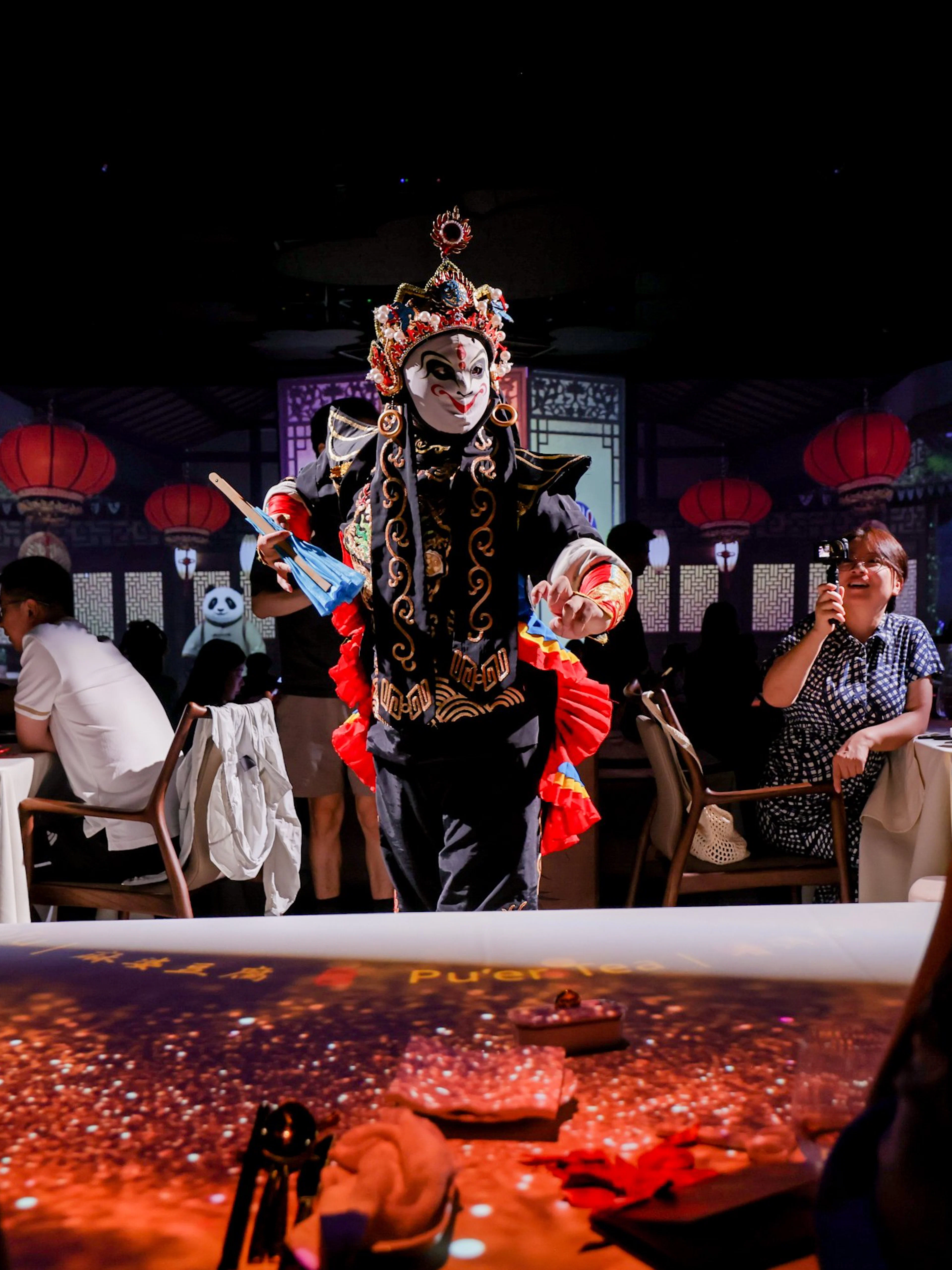 Performers at TASTE OF CHINA Immersive Restaurant, Shanghai, showcasing traditional Chinese opera.