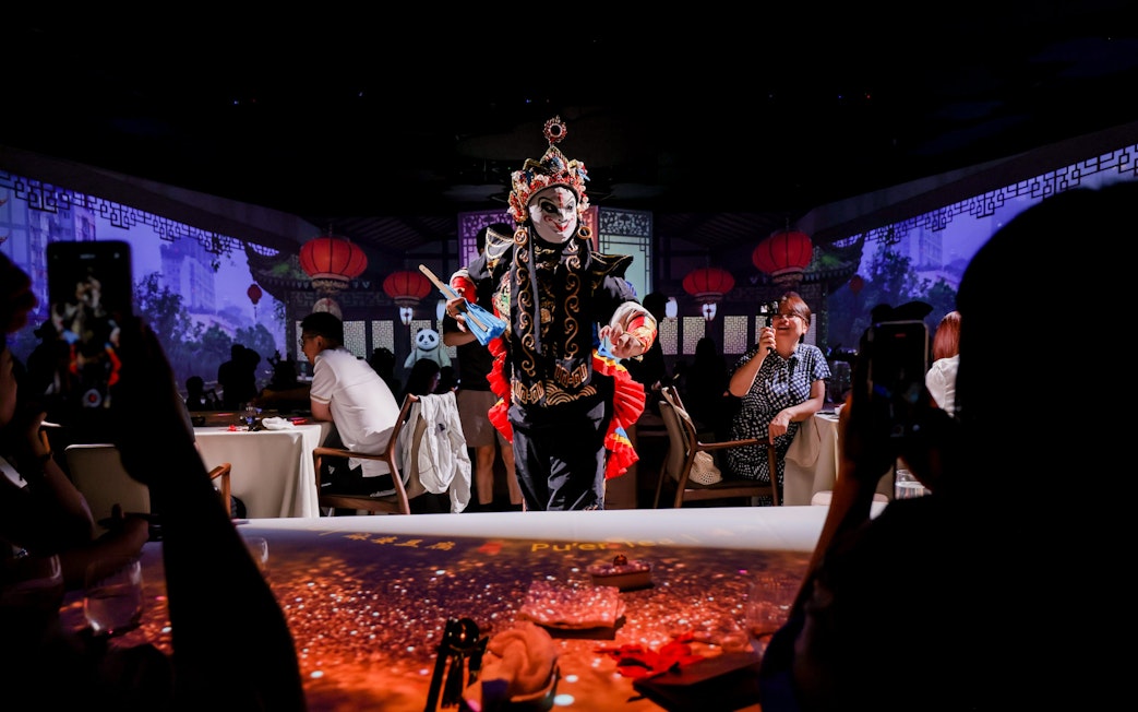 Performers at TASTE OF CHINA Immersive Restaurant, Shanghai, showcasing traditional Chinese opera.