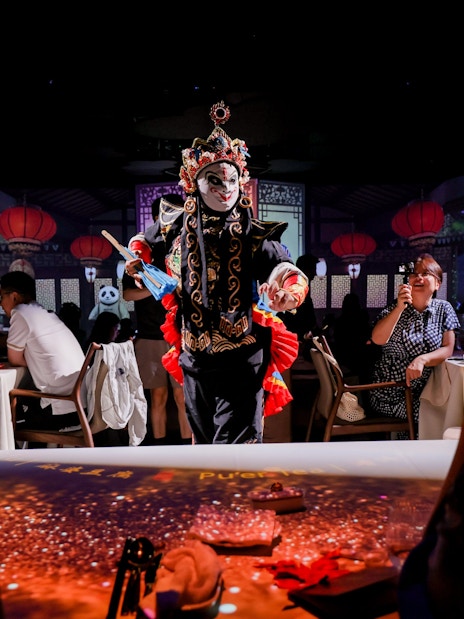 Performers at TASTE OF CHINA Immersive Restaurant, Shanghai, showcasing traditional Chinese opera.