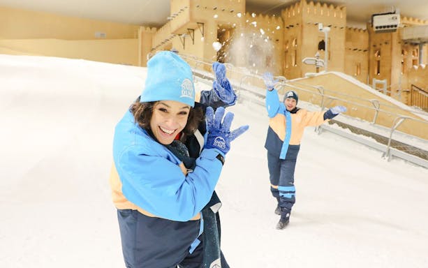 Visitors enjoying snow play at Snow Dunes Theme Park.