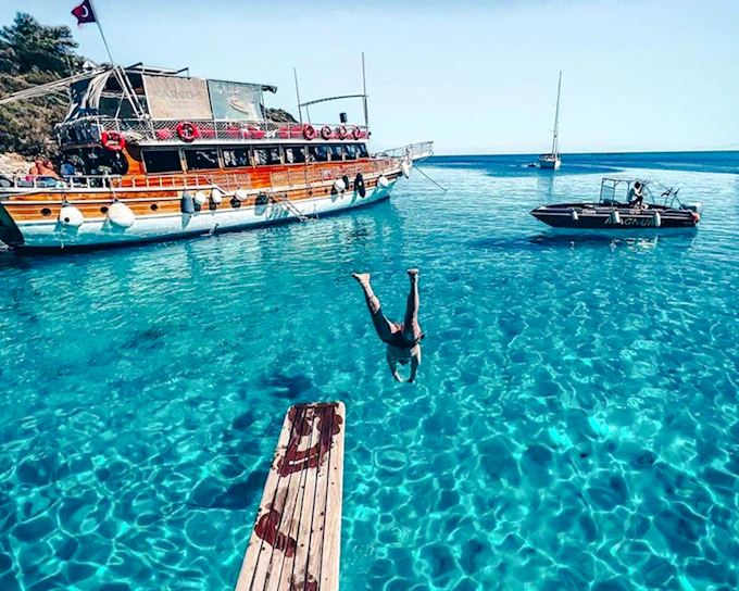 From Bodrum: Orak Island Boat Tour with Lunch and Hotel Transfers