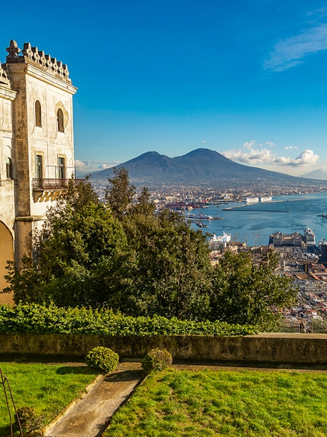 View of Naples with Mount Vesuvius from Certosa di San Martino monastery.