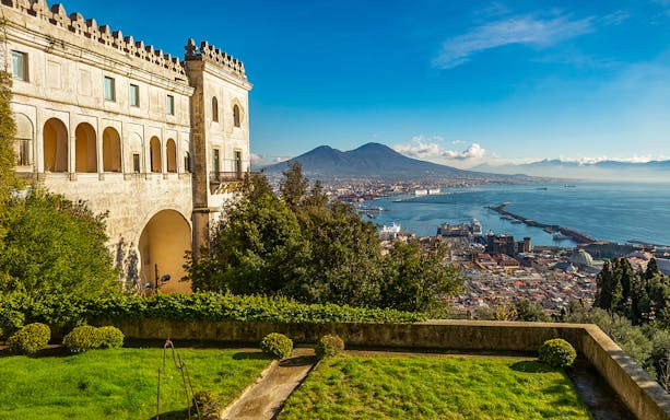 View of Naples with Mount Vesuvius from Certosa di San Martino monastery.