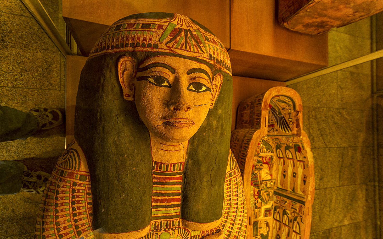 Ancient Egyptian sarcophagus on display at the Metropolitan Museum of Art.