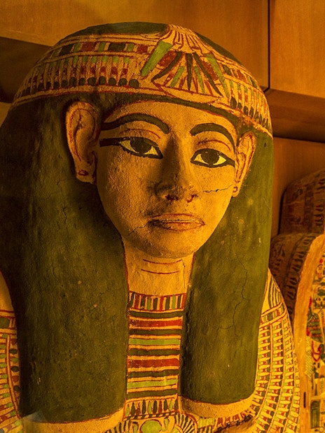 Ancient Egyptian sarcophagus on display at the Metropolitan Museum of Art.