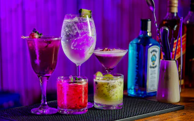 Colorful cocktails at Madero Tango Show bar in Buenos Aires.