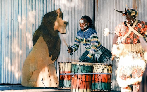 Drummers performing at Lion King show, Disney's Animal Kingdom Africa, Orlando.