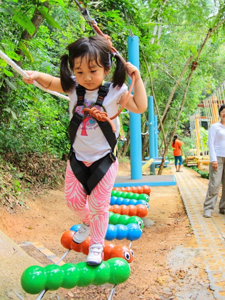 Child balancing on ropes at Monkey School, Escape Penang.