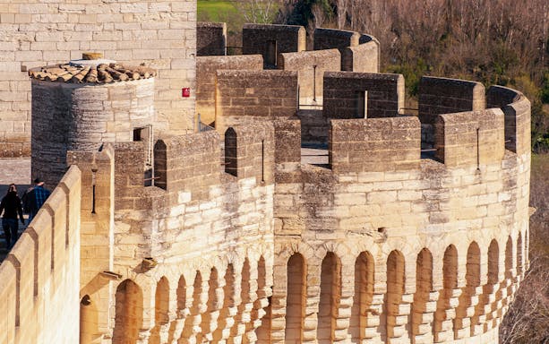 Fort Saint-André stone walls and tower in Villeneuve-lès-Avignon, France.