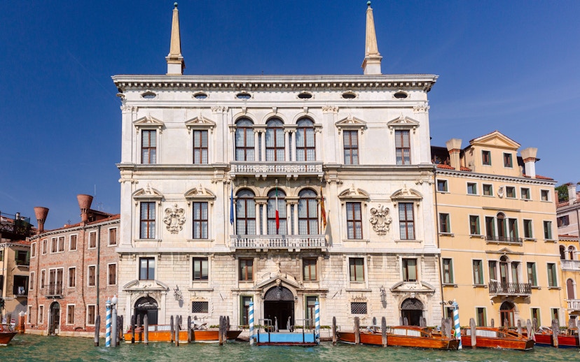 Renaissance facade of Ca' Pesaro on the Grand Canal, Venice, Italy.